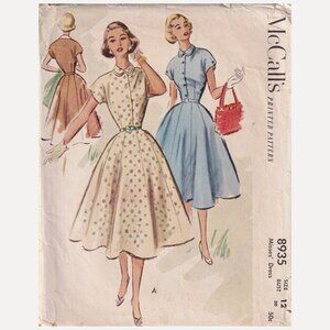 50s Dress Pattern McCalls 8935 Size 12 Bust 30 Teen / Rockabilly Dress